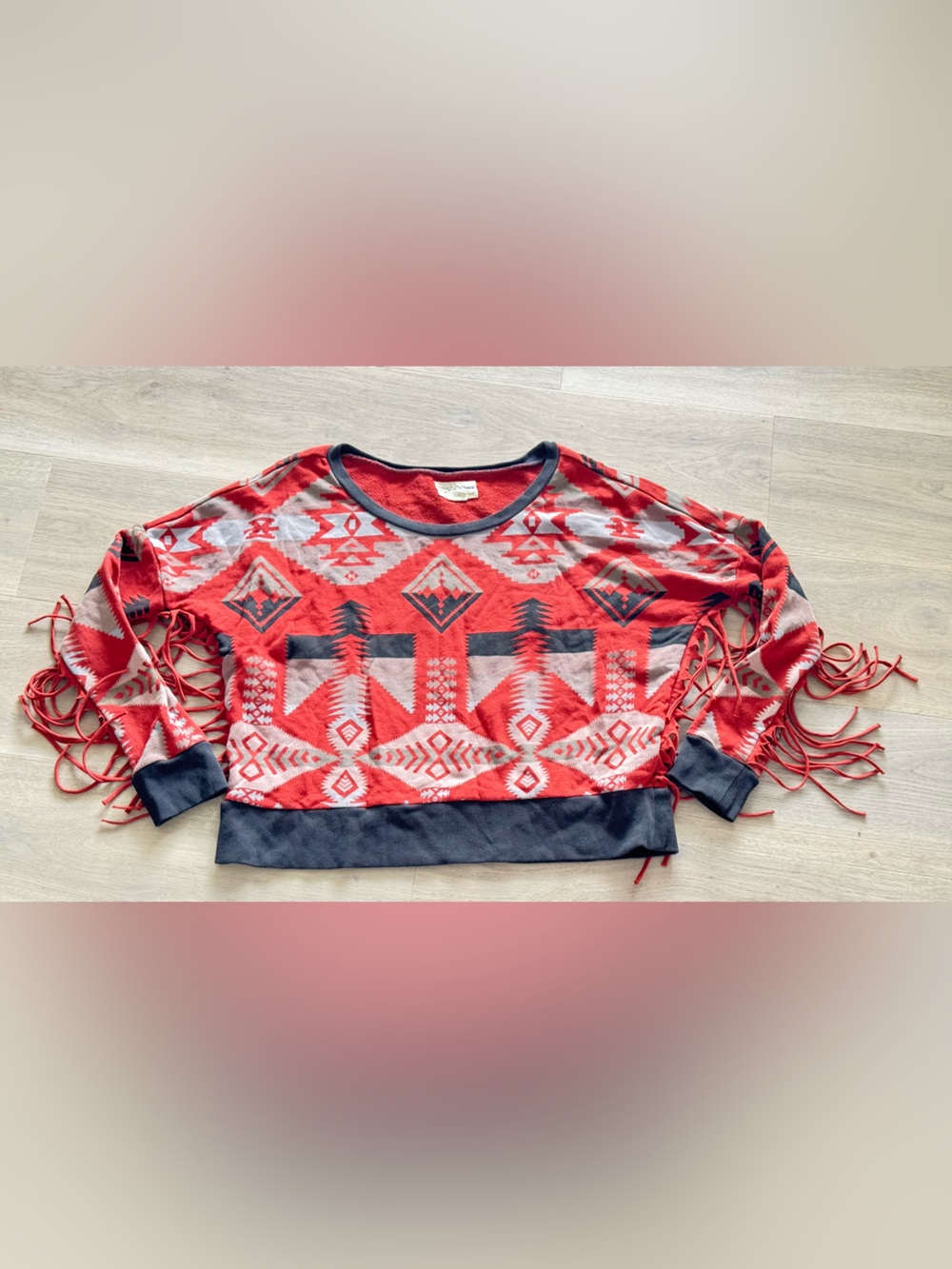 Denim and Supply Ralph Lauren fringed Sweatshirt size M cropped oversized